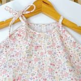  Bộ đùi áo yếm bé gái xô muslin XM02 Lá Homewear, bộ hai dây mùa hè mát nhẹ cho bé 