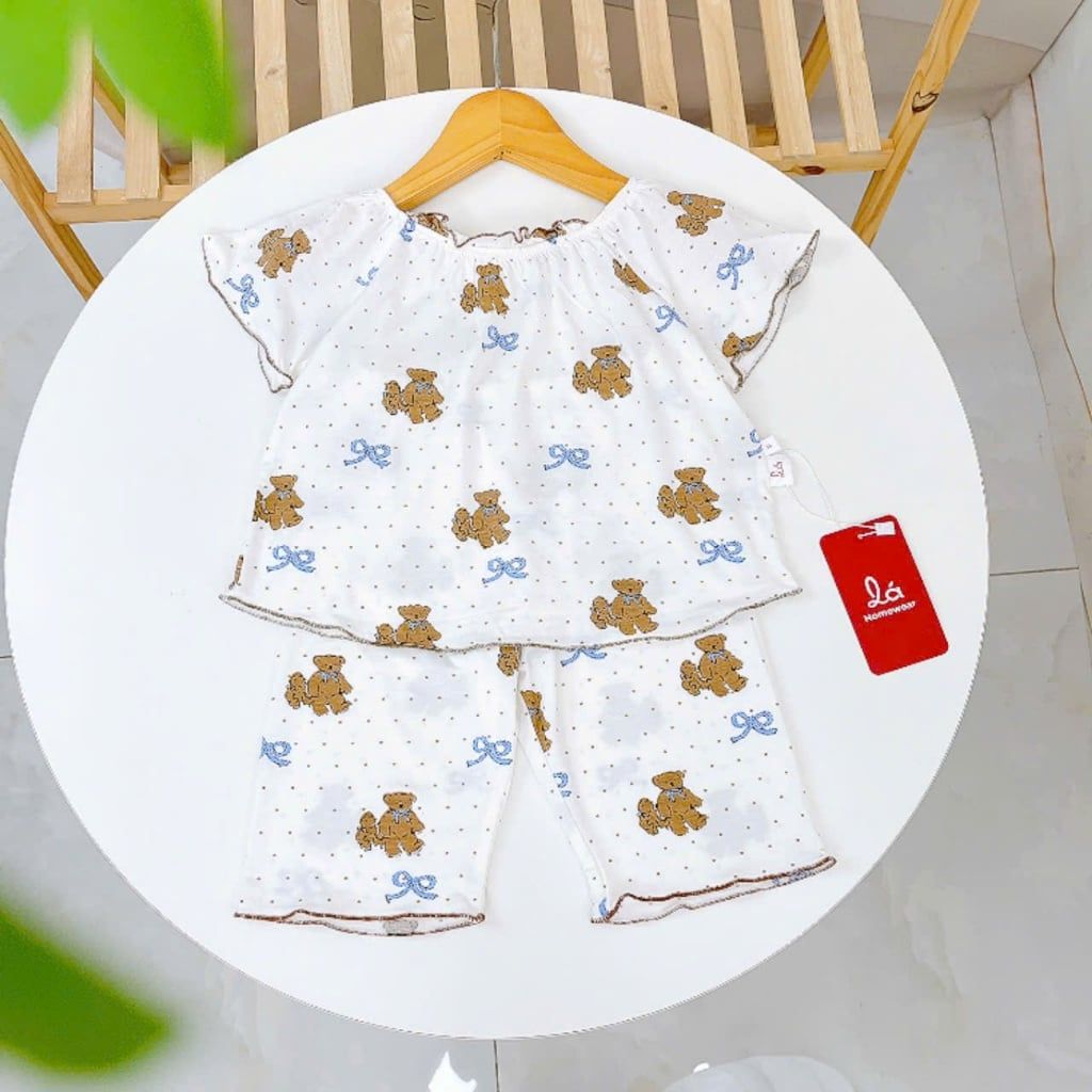  Bộ lửng bé gái sợi sồi Modal Lá Homewear MOD6, đồ bộ tay ngắn quần lỡ babydoll dễ thương vải mềm mát 