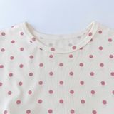  Bộ đùi bé gái chấm bi Lá Homewear LC02, đồ bộ cộc tay bé gái vải Lyocell Cotton phối bèo dễ thương 