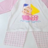  Đồ bộ ngủ cho bé sợi sồi Modal Lá Homewear MOD2, đồ bộ tay lửng quần dài raglan phối màu caro 