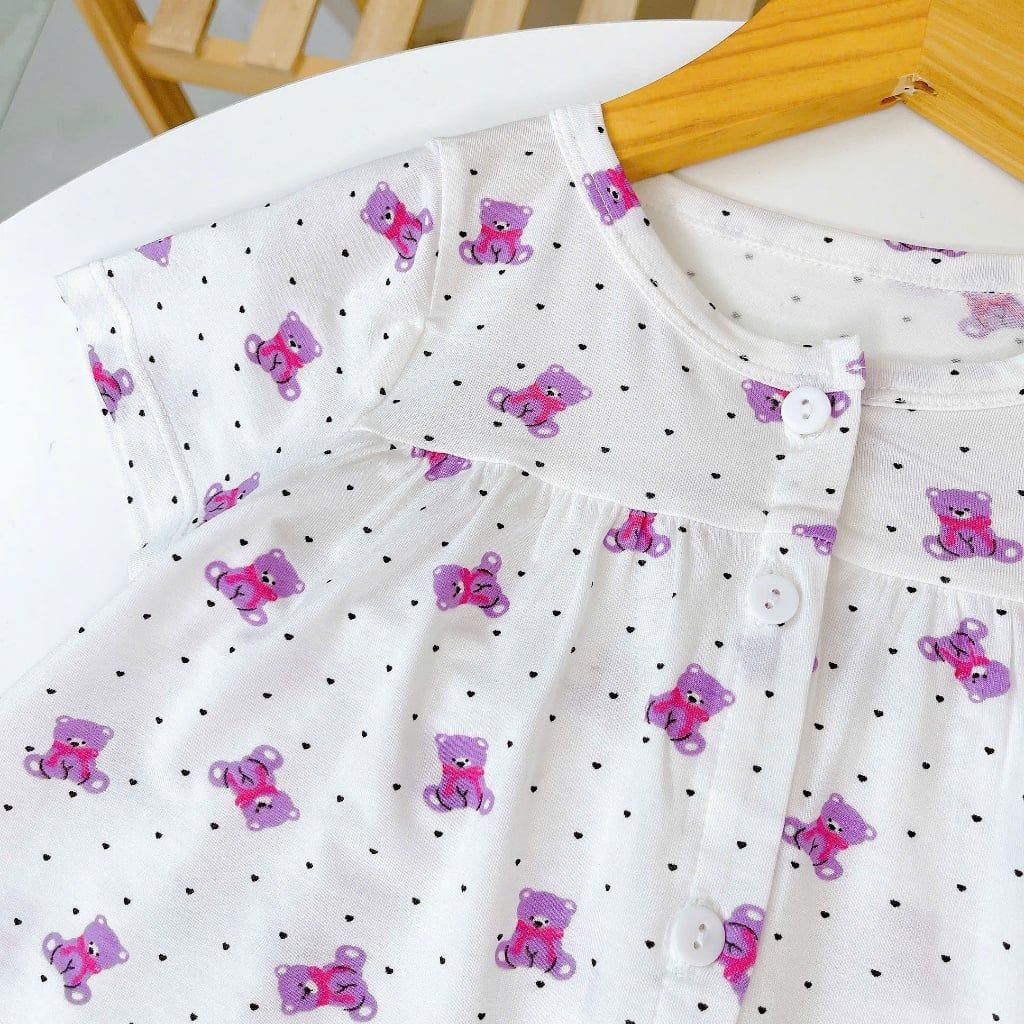  Bộ tay ngắn quần dài bé gái sợi sồi Modal Lá Homewear MOD4, đồ dài cộc tay cho bé babydoll mềm mát 
