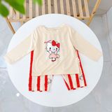  Bộ dài tay cho bé 95% sợi sồi Modal Ice Cool Lá Homewear A376, đồ ngủ mát bé trai gái khủng long kitty dễ thương 