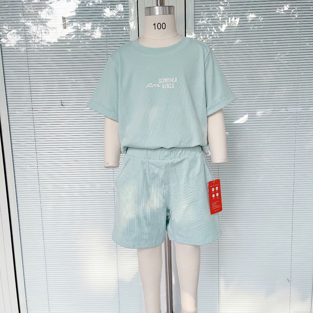  Bộ cộc tay bé trai Lá Homewear LC01, bộ đùi cho bé vải Lyocell Cotton in hình tay vắn năng động 