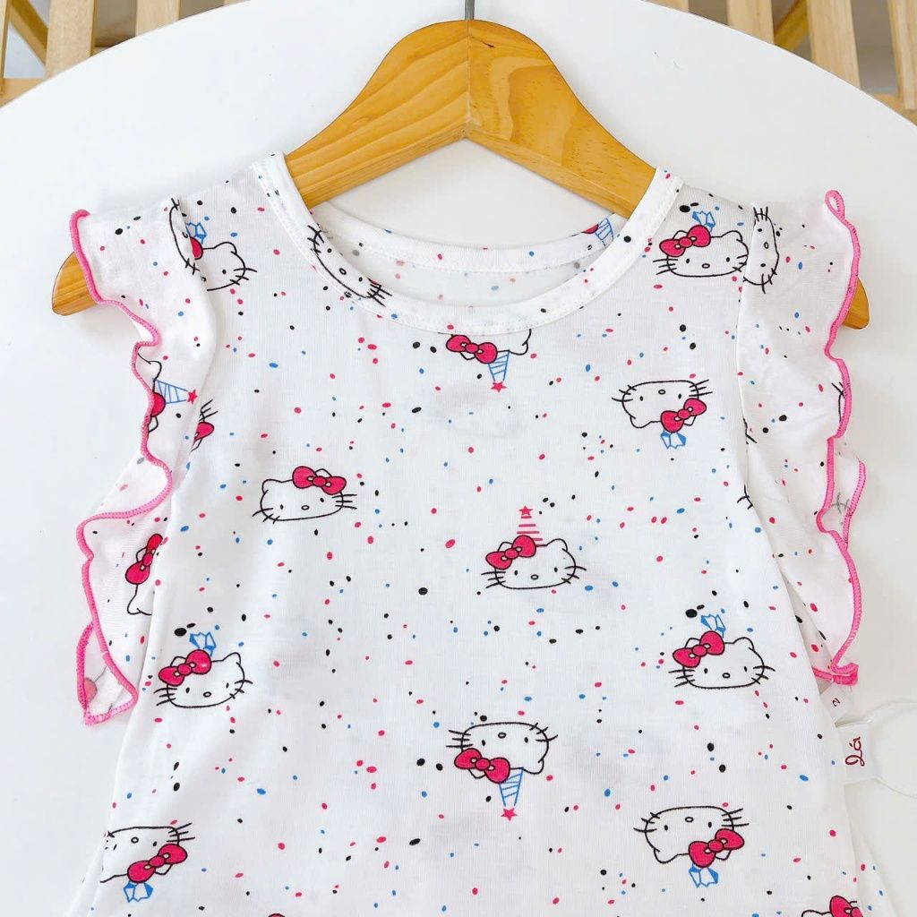  Bộ đùi bé gái vải sợi sồi Modal Lá Homewear MODL1, đồ bộ cộc tay mặc hè bé gái tay bèo dễ thương 