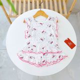 Bộ đùi bé gái vải sợi sồi Modal Lá Homewear MODL1, đồ bộ cộc tay mặc hè bé gái tay bèo dễ thương 