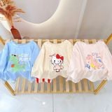  Bộ dài tay cho bé 95% sợi sồi Modal Ice Cool Lá Homewear A376, đồ ngủ mát bé trai gái khủng long kitty dễ thương 