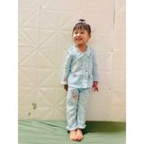  Pijama bé gái xô cotton Lá Homewear A346, bộ dài tay bé gái cổ bèo dễ thương, bộ ngủ mát trẻ em gái 