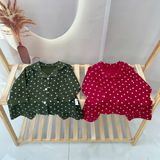 Pizama cho bé trai bé gái Lá Homewear A365, đồ ngủ thu đông cho bé họa tiết chấm bi giáng sinh noel 