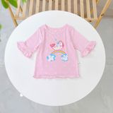  Bộ lửng cho bé gái 95% sợi sồi Modal Ice Cool Áo Lá Homewear A326 họa tiết hoa nhí kỳ lân unicorn melody 