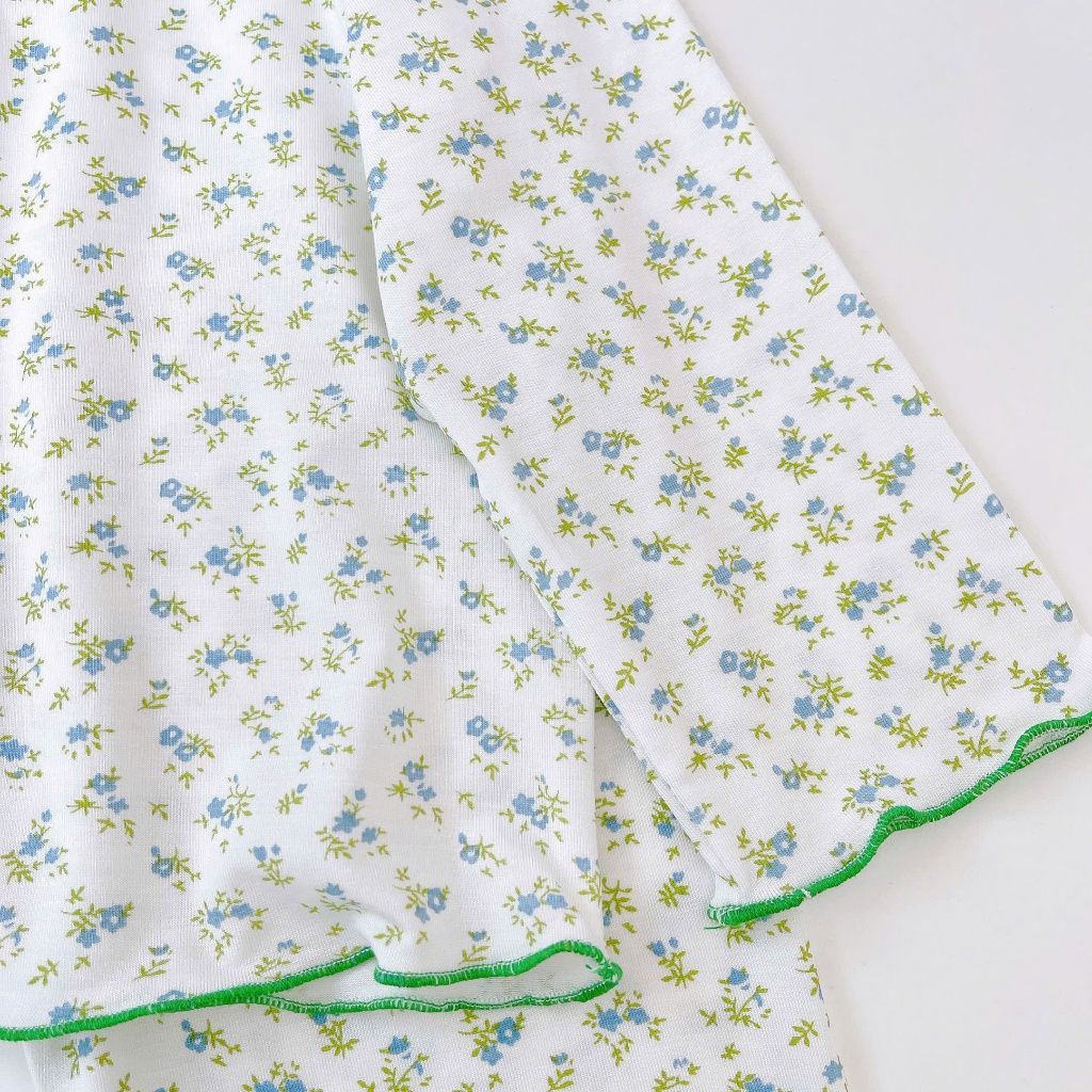  Đồ dài tay bé gái 95% sợi sồi Modal Ice Cool Lá Homewear A321, pijama cho bé hoa nhí cổ bèo xinh xắn 