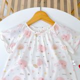  Bộ cộc tay bé gái Lá Homewear A395, bộ đùi cho bé gái vải tencel lycra mềm mỏng mát 