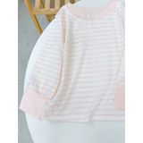  Bộ dài tay cho bé 95% sợi sồi Modal Ice Cool Lá Homewear A340, đồ bô ngủ trai gái mát mềm sọc ngang pastel xinh xắn 