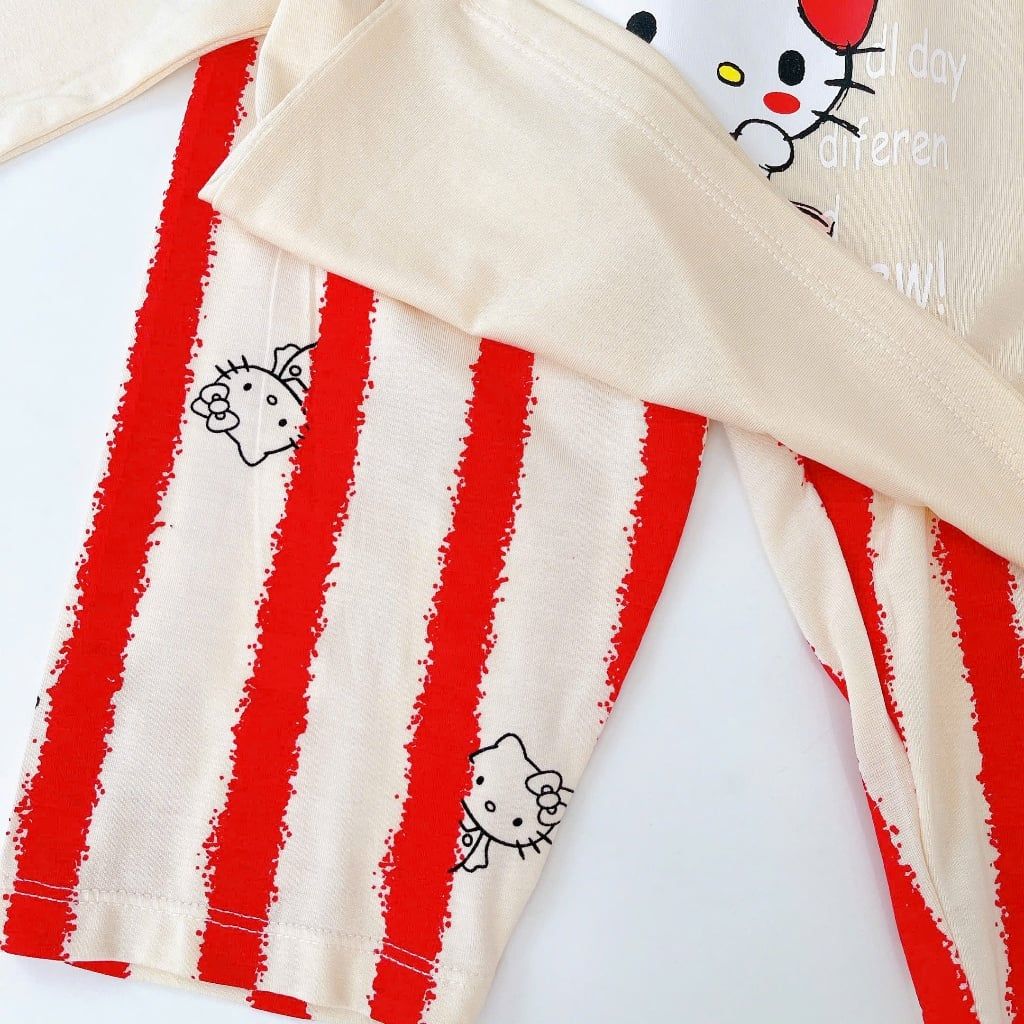  Bộ dài tay cho bé 95% sợi sồi Modal Ice Cool Lá Homewear A376, đồ ngủ mát bé trai gái khủng long kitty dễ thương 