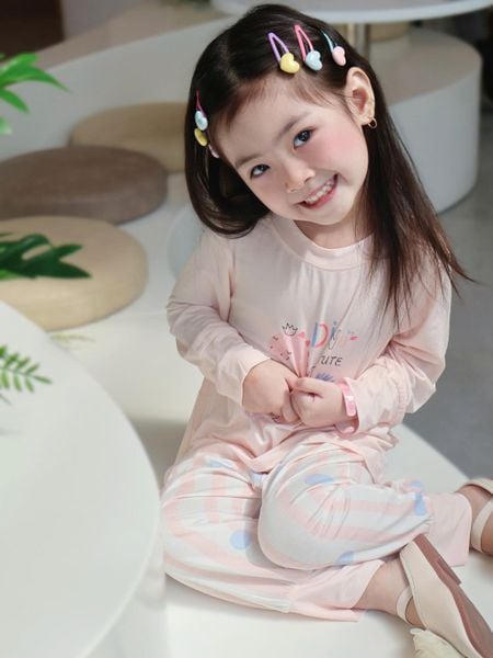  Bộ dài tay cho bé trai gái 95% sợi sồi Modal Ice Cool Lá Homewear A333, đồ ngủ cho bé bo tay chân hình khủng long, kitty 