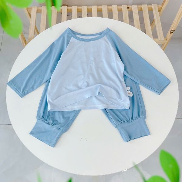  Bộ dài tay cho bé 95% sợi sồi Modal Ice Cool Áo Lá Homewear A300, đồ bộ ngủ bé trai bé gái tay raglan quần chống muỗi 