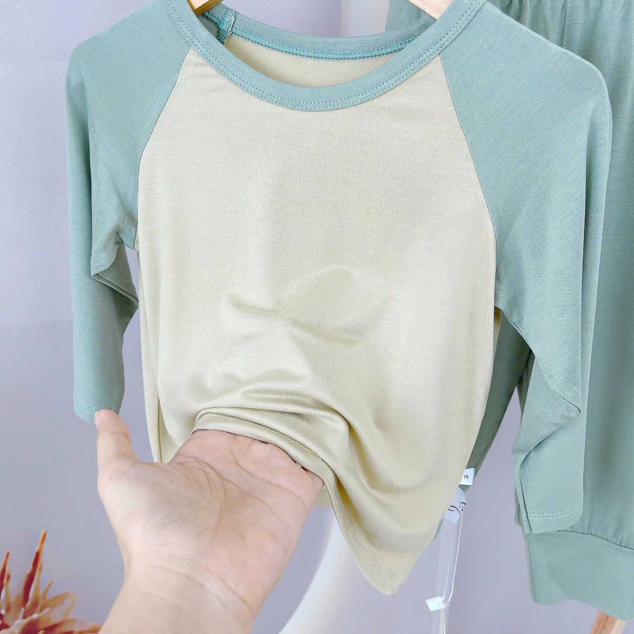  Bộ dài tay cho bé 95% sợi sồi Modal Ice Cool Áo Lá Homewear A300, đồ bộ ngủ bé trai bé gái tay raglan quần chống muỗi 