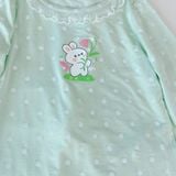  Đồ dài tay bé gái 95% sợi sồi Modal Ice Cool Lá Homewear A281, đồ ngủ cho bé mềm mướt mát lạnh viền ren chấm bi 