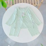  Đồ dài tay bé gái 95% sợi sồi Modal Ice Cool Lá Homewear A281, đồ ngủ cho bé mềm mướt mát lạnh viền ren chấm bi 