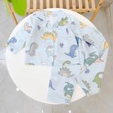  Pijama bé trai bé gái dài tay vải xô Áo Lá Homewear A014, đồ ngủ trẻ em size đại cotton nằm điều hòa bốn mùa 