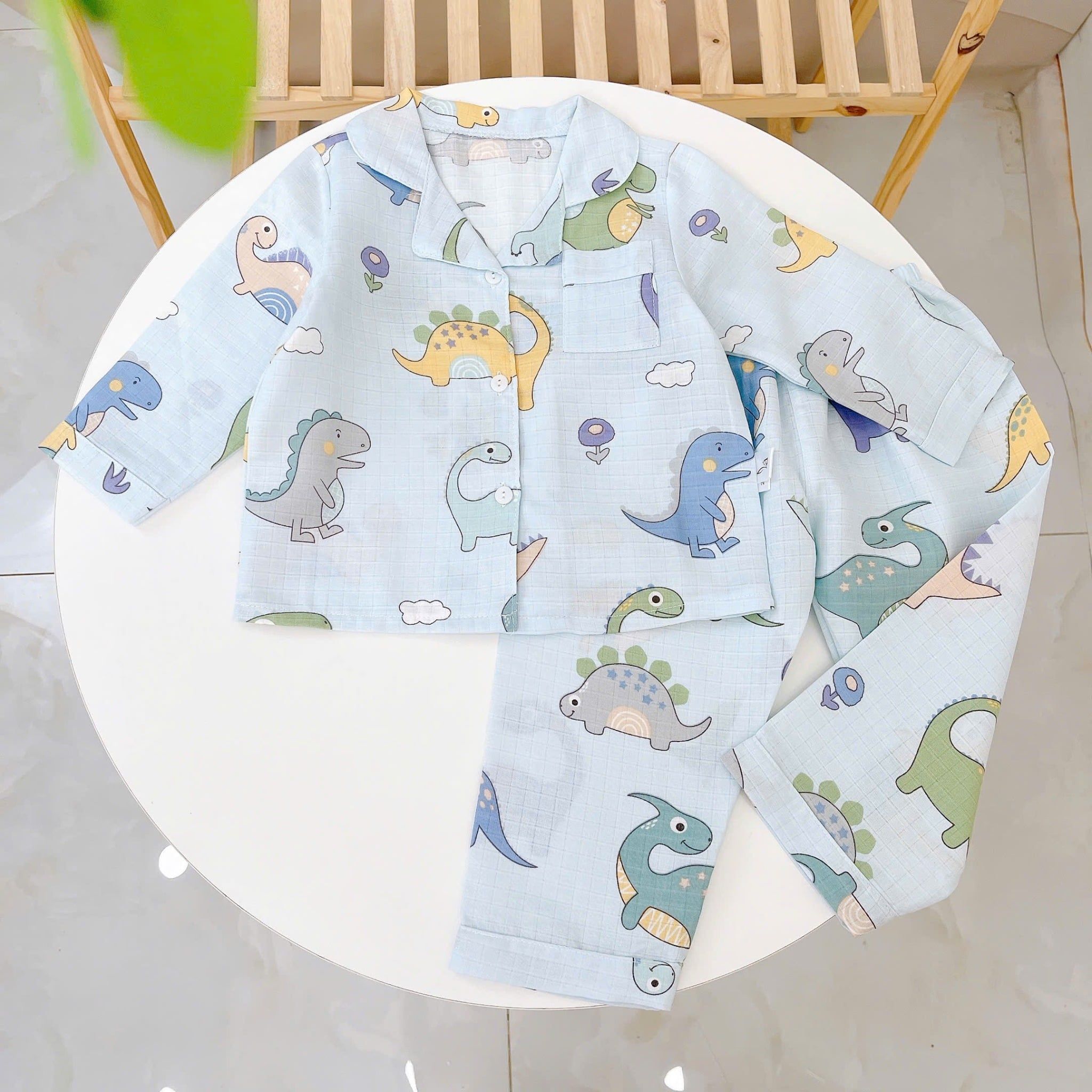  Pijama bé trai bé gái dài tay vải xô Áo Lá Homewear A014, đồ ngủ trẻ em size đại cotton nằm điều hòa bốn mùa 