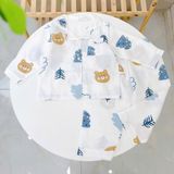  Pijama bé trai bé gái dài tay vải xô Áo Lá Homewear A014, đồ ngủ trẻ em size đại cotton nằm điều hòa bốn mùa 