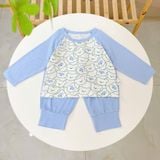  Bộ dài tay cho bé 95% sợi sồi Modal Ice Cool Áo Lá Homewear A300, đồ bộ ngủ bé trai bé gái tay raglan quần chống muỗi 
