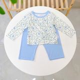  Bộ dài tay cho bé 95% sợi sồi Modal Ice Cool Áo Lá Homewear A248 mềm mát mùa hè, đồ ngủ dài tay bé trai bé gái 