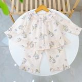  Pizama bé gái dài tay xô cotton Áo Lá Homewear A199, bộ đồ dài tay cho bé babydoll mặc ngủ bốn mùa 