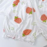  Bộ đùi bé gái 95% sợi sồi Modal Ice Cool Lá Homewear A311, bộ cộc tay bé gái gấu dâu mềm mát lạnh quần bí 