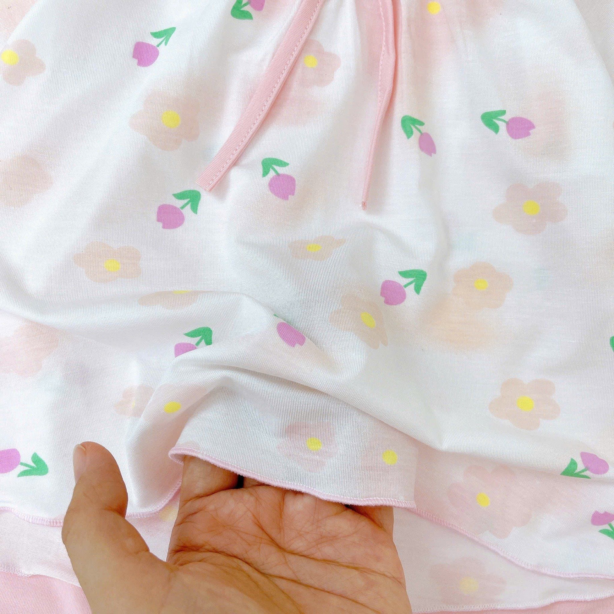  Bộ dài tay cho bé gái 95% sợi sồi Modal Ice Cool Áo Lá Homewear A238 mềm mướt mát lạnh babydoll họa tiết đáng yêu 