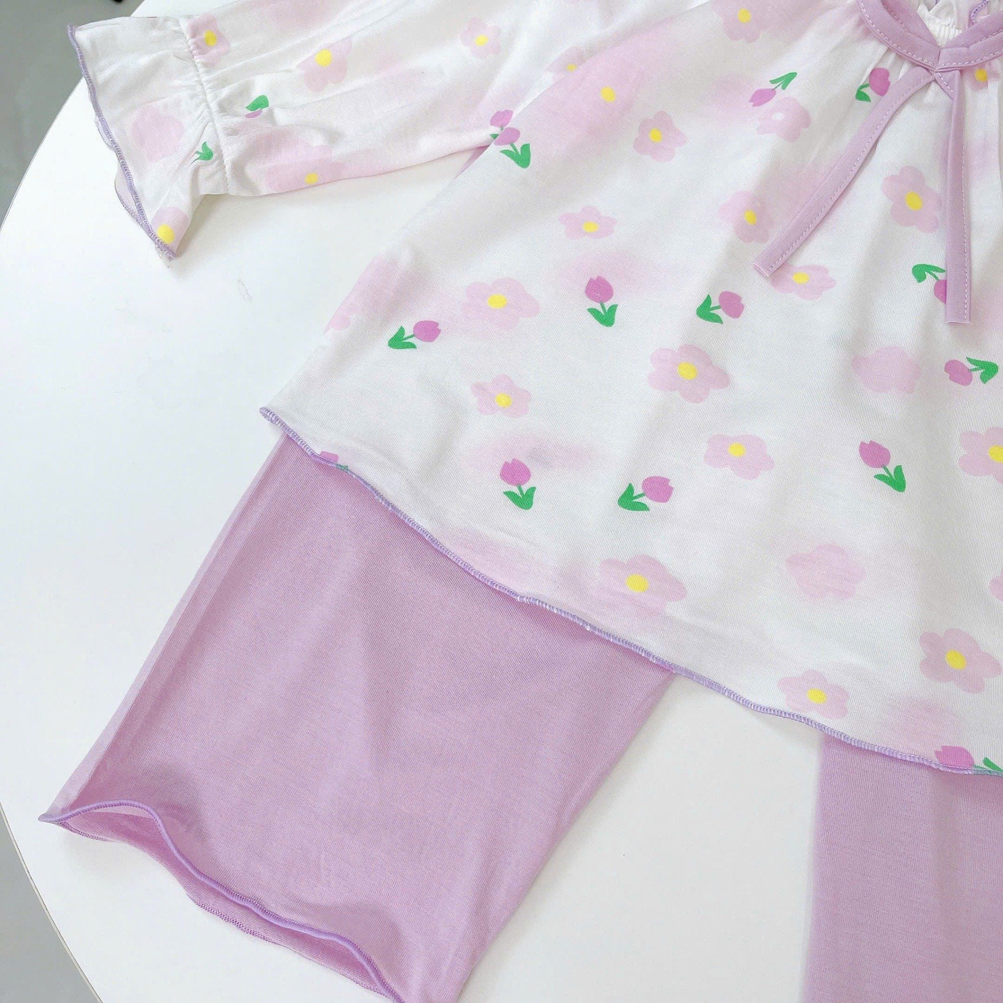  Bộ dài tay cho bé gái 95% sợi sồi Modal Ice Cool Áo Lá Homewear A238 mềm mướt mát lạnh babydoll họa tiết đáng yêu 