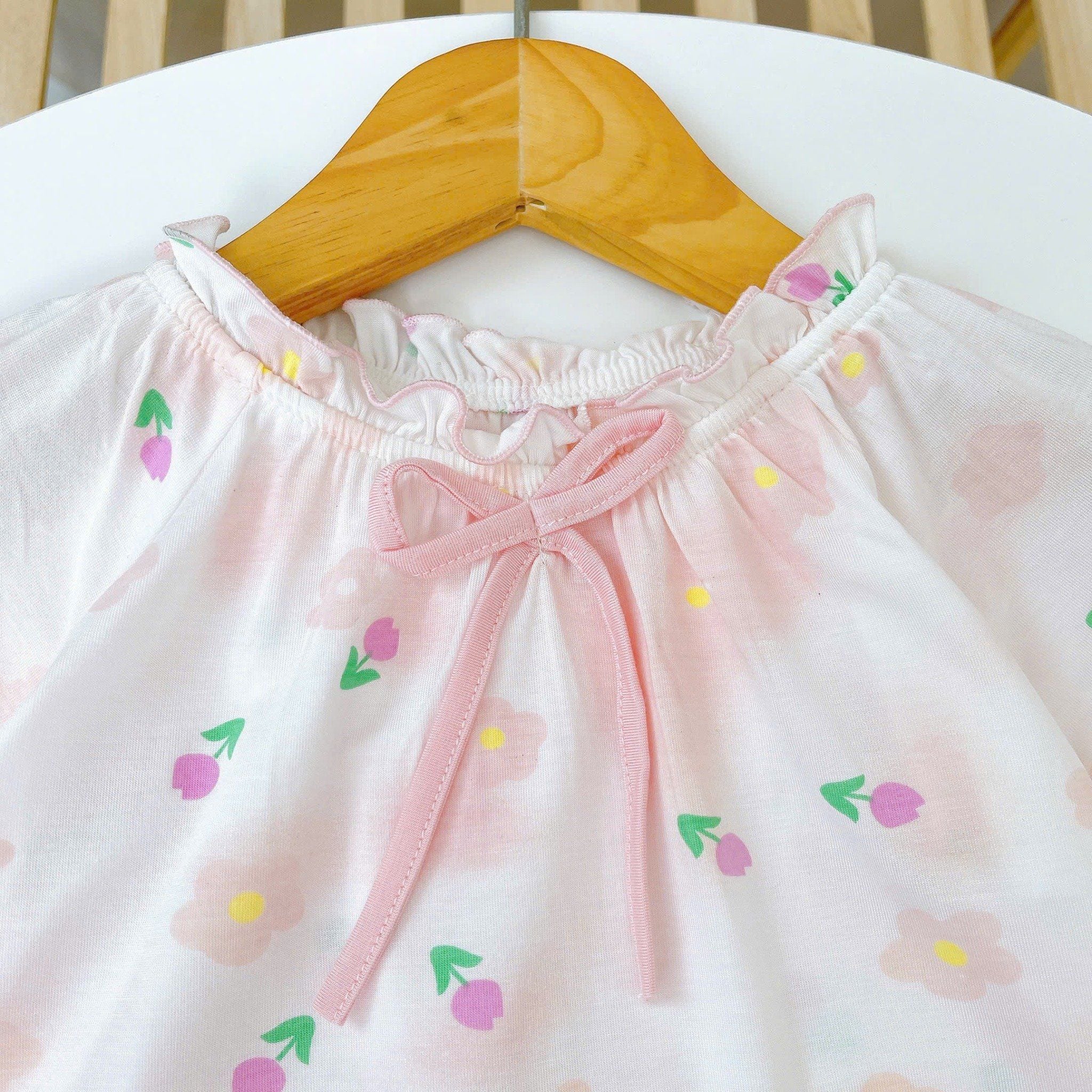  Bộ dài tay cho bé gái 95% sợi sồi Modal Ice Cool Áo Lá Homewear A238 mềm mướt mát lạnh babydoll họa tiết đáng yêu 