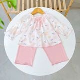  Bộ dài tay cho bé gái 95% sợi sồi Modal Ice Cool Áo Lá Homewear A238 mềm mướt mát lạnh babydoll họa tiết đáng yêu 