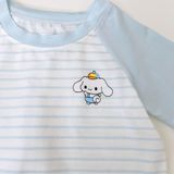  Đồ bộ ngủ cho bé 95% sợi sồi Modal Ice Cool Áo Lá Homewear A322, tay lỡ quần dài họa tiết sọc ngang in hình dễ thương 