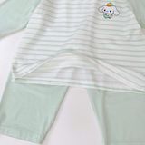  Đồ bộ ngủ cho bé 95% sợi sồi Modal Ice Cool Áo Lá Homewear A322, tay lỡ quần dài họa tiết sọc ngang in hình dễ thương 