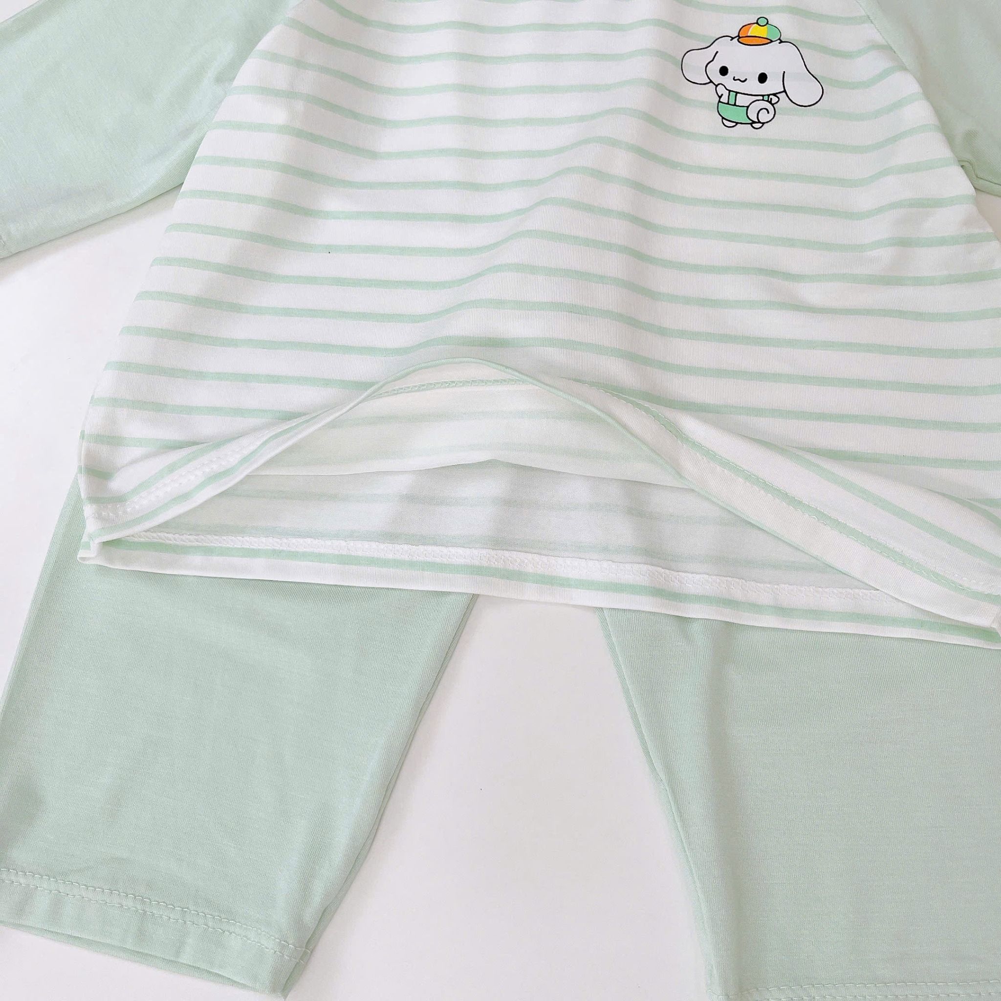  Đồ bộ ngủ cho bé 95% sợi sồi Modal Ice Cool Áo Lá Homewear A322, tay lỡ quần dài họa tiết sọc ngang in hình dễ thương 