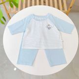  Đồ bộ ngủ cho bé 95% sợi sồi Modal Ice Cool Áo Lá Homewear A322, tay lỡ quần dài họa tiết sọc ngang in hình dễ thương 