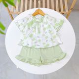  Bộ hè bé gái 95% sợi sồi Modal Ice Cool Lá Homewear A247 mềm mát lạnh, bộ cộc tay bé gái kuromi quần đùi babydoll 