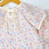 Bộ tay ngắn quần dài bé gái xô muslin Lá Homewear A280, đồ ngủ cộc tay cho bé hoa nhí 