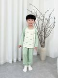  Bộ dài tay cho bé 95% sợi sồi Modal Ice Cool Áo Lá Homewear A300, đồ bộ ngủ bé trai bé gái tay raglan quần chống muỗi 