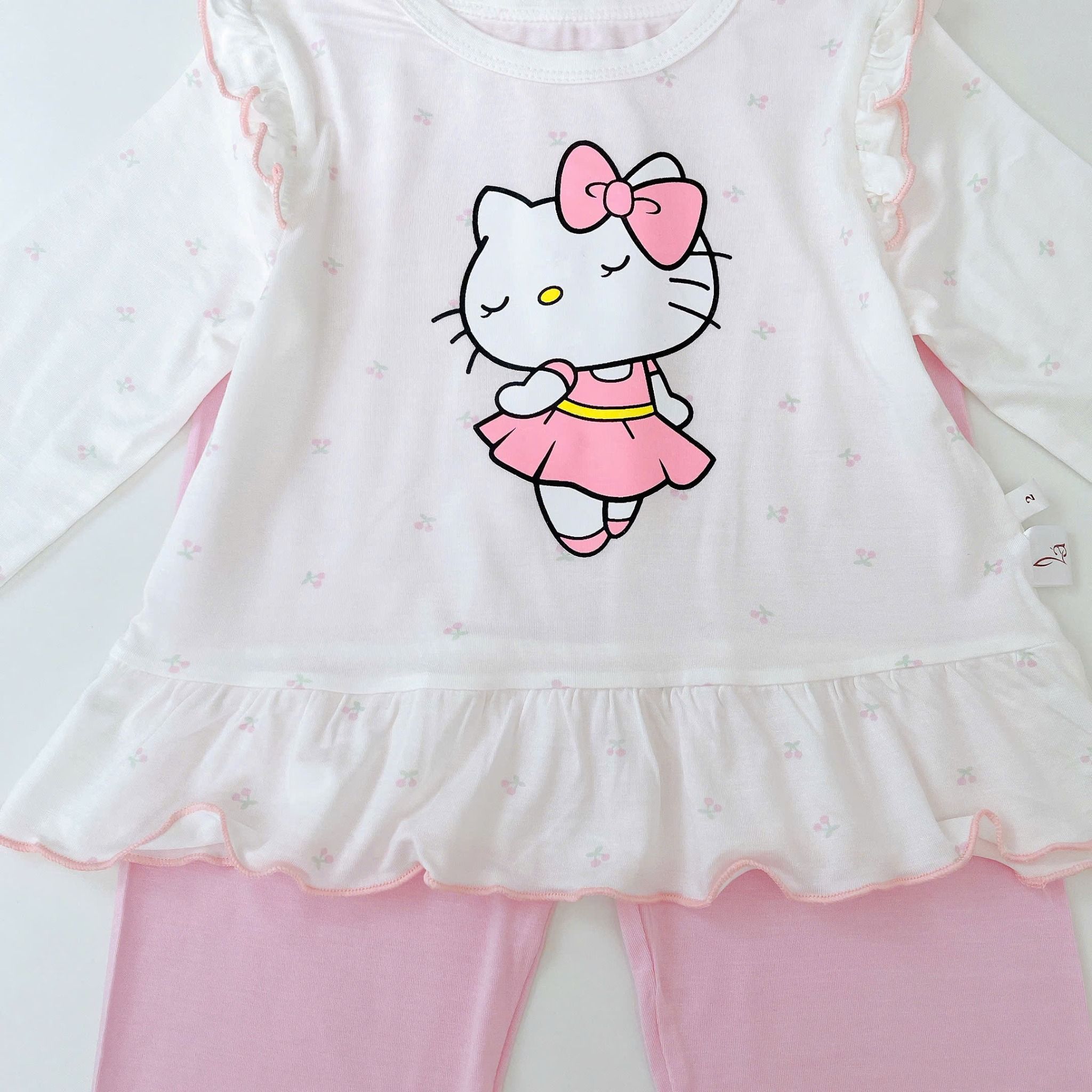  Bộ dài tay cho bé gái 95% sợi sồi Modal Ice Cool Lá Homewear A330, đồ ngủ cho bé hình kitty kuromi melody cinnamoroll 