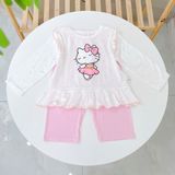  Bộ dài tay cho bé gái 95% sợi sồi Modal Ice Cool Lá Homewear A330, đồ ngủ cho bé hình kitty kuromi melody cinnamoroll 