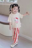  Bộ tay ngắn quần dài cho bé 95% sợi sồi Modal Ice Cool Lá Homewear A331, đồ ngủ cộc tay bé trai gái khủng long kitty 