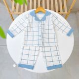  Pijama cho bé Lá Homewear A347, bộ dài tay mặc ngủ bé trai bé gái họa tiết kẻ chấm bi Lyocell Cotton mềm mướt thấm hút 