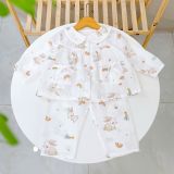  Pijama cho bé gái dài tay xô cotton Áo Lá Homewear A166, bộ dài tay bé gái babydoll mặc ngủ vải xô đũi mát bốn mùa 