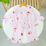  Pizama bé gái dài tay xô cotton Áo Lá Homewear A199, bộ đồ dài tay cho bé babydoll mặc ngủ bốn mùa 