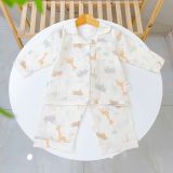  Pijama cho bé xô muslin Áo Lá Homewear A170, bộ dài tay bé trai bé gái mặc ngủ điều hòa thoáng mát 