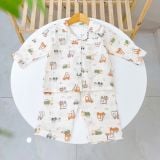  Pijama cho bé xô muslin Áo Lá Homewear A170, bộ dài tay bé trai bé gái mặc ngủ điều hòa thoáng mát 