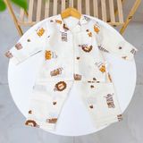  Pijama bé trai bé gái dài tay vải xô Áo Lá Homewear A014, đồ ngủ trẻ em size đại cotton nằm điều hòa bốn mùa 