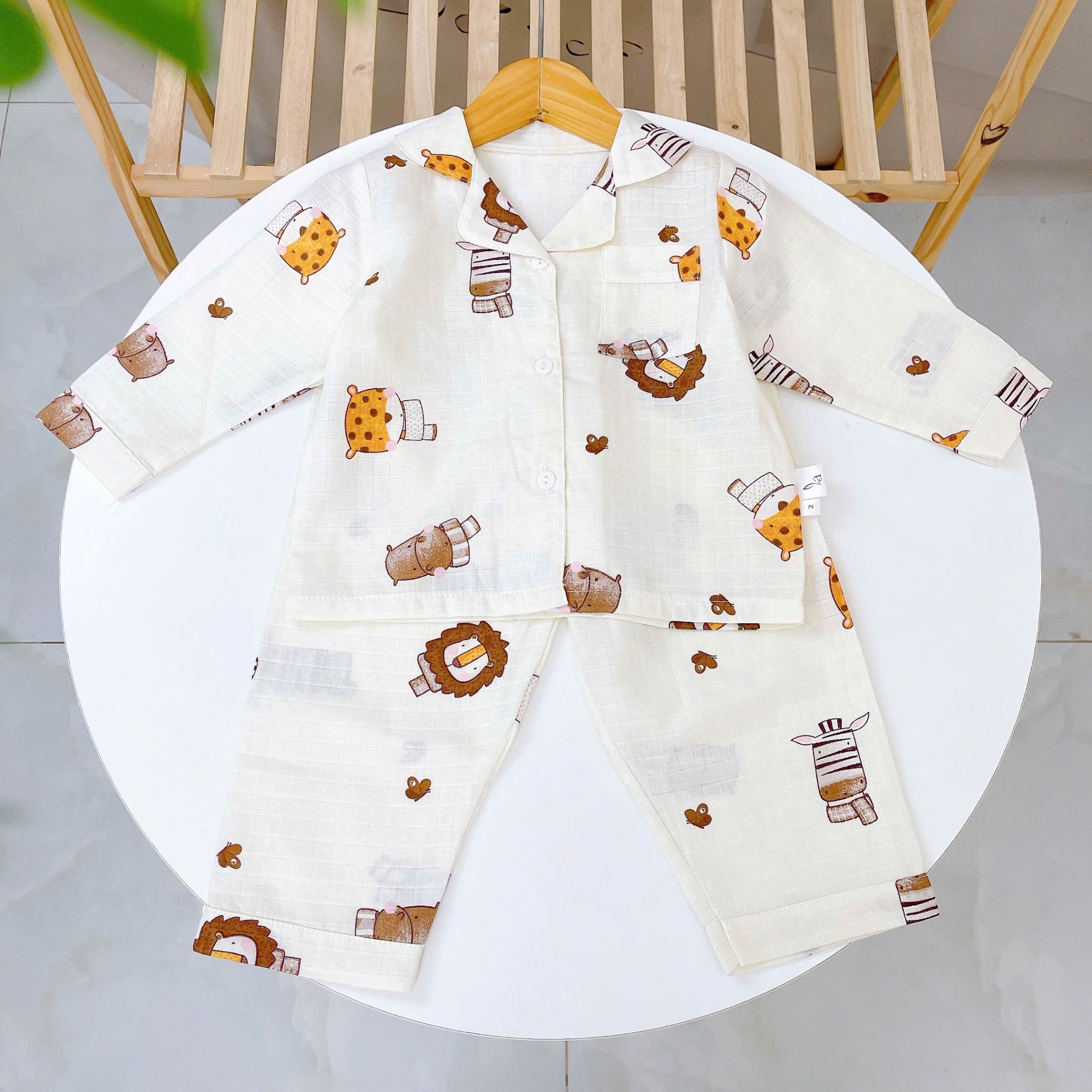  Pijama bé trai bé gái dài tay vải xô Áo Lá Homewear A014, đồ ngủ trẻ em size đại cotton nằm điều hòa bốn mùa 